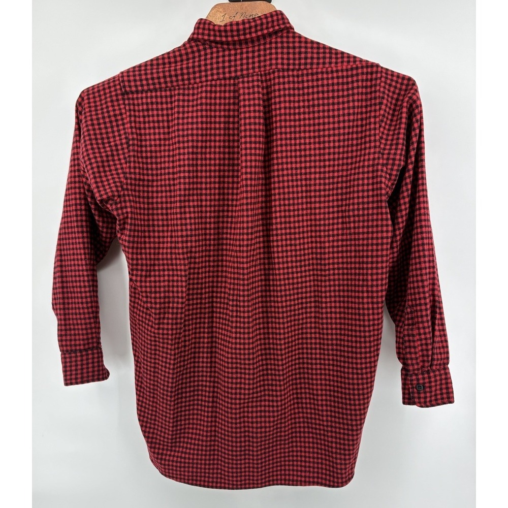 VNTG‎ 80's LL Bean Shirt Wool Red Black Large Long Flannel Buffalo Plaid US Made - Picture 3 of 7